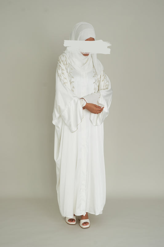 LUXUS SILK BRAUT ABAYA SET - WHITE