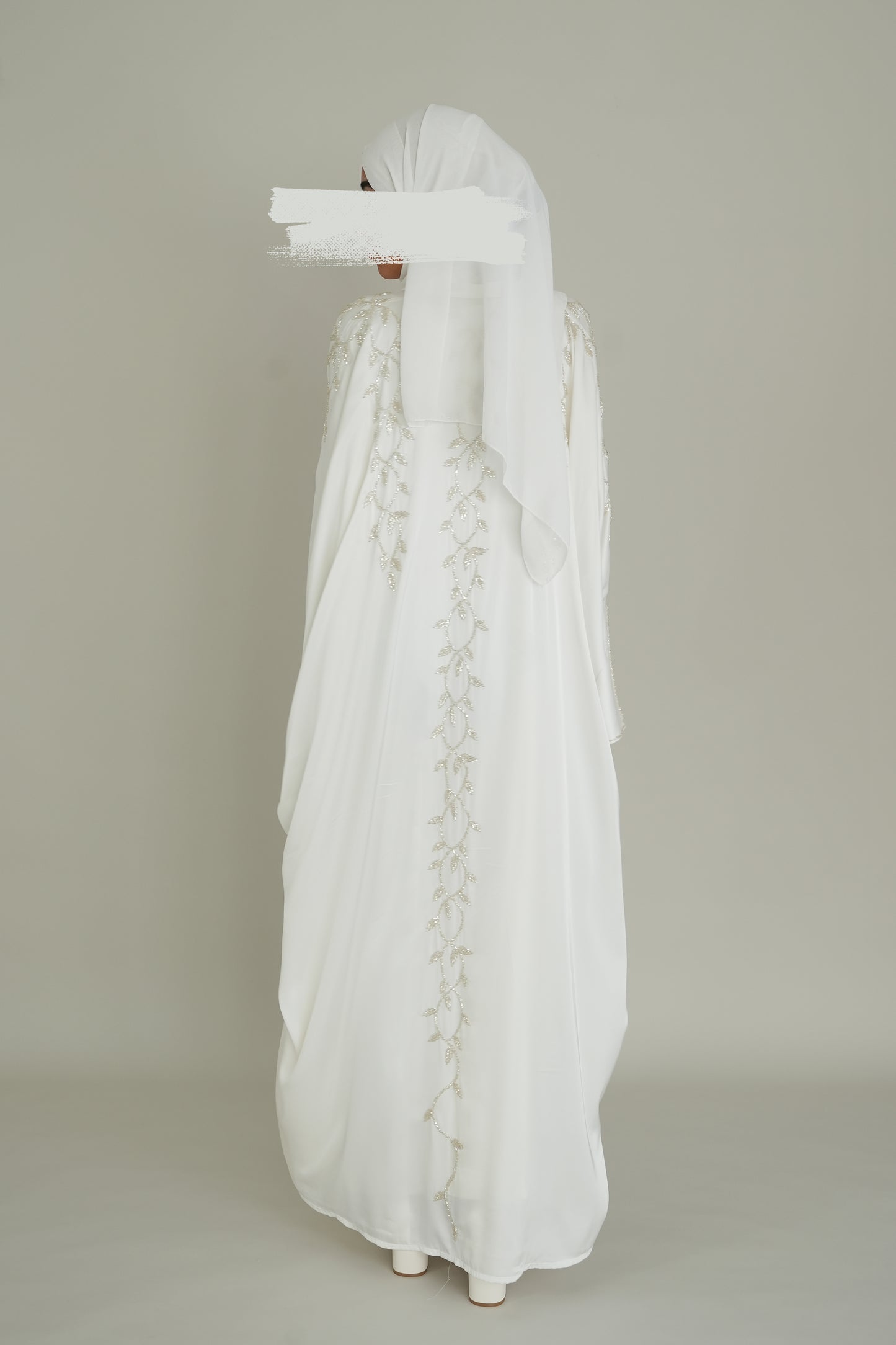 LUXUS SILK BRAUT ABAYA SET - WHITE