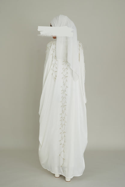 LUXUS SILK BRAUT ABAYA SET - WHITE