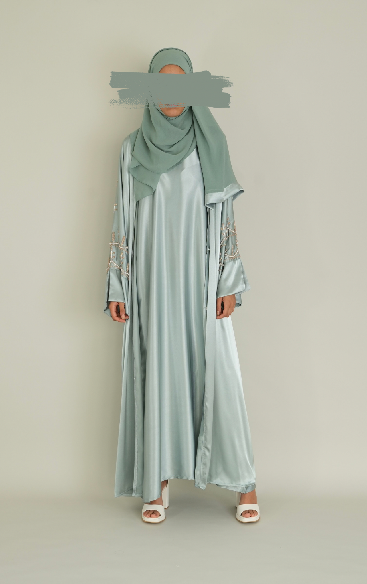 LUXUS SATIN ABAYA SET - SWEET MINT