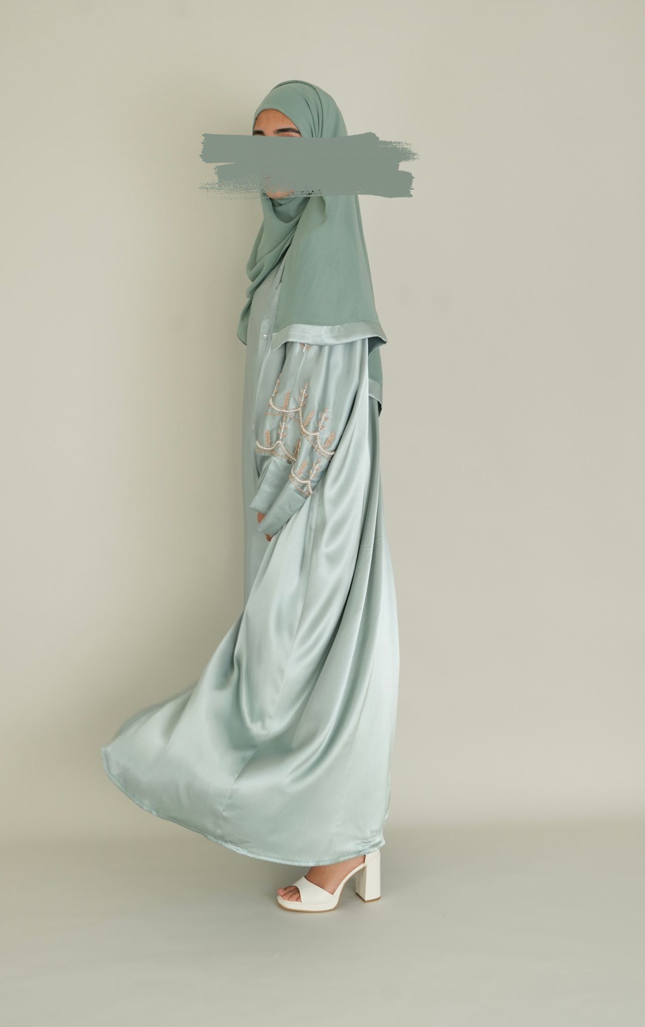 LUXUS SATIN ABAYA SET - SWEET MINT